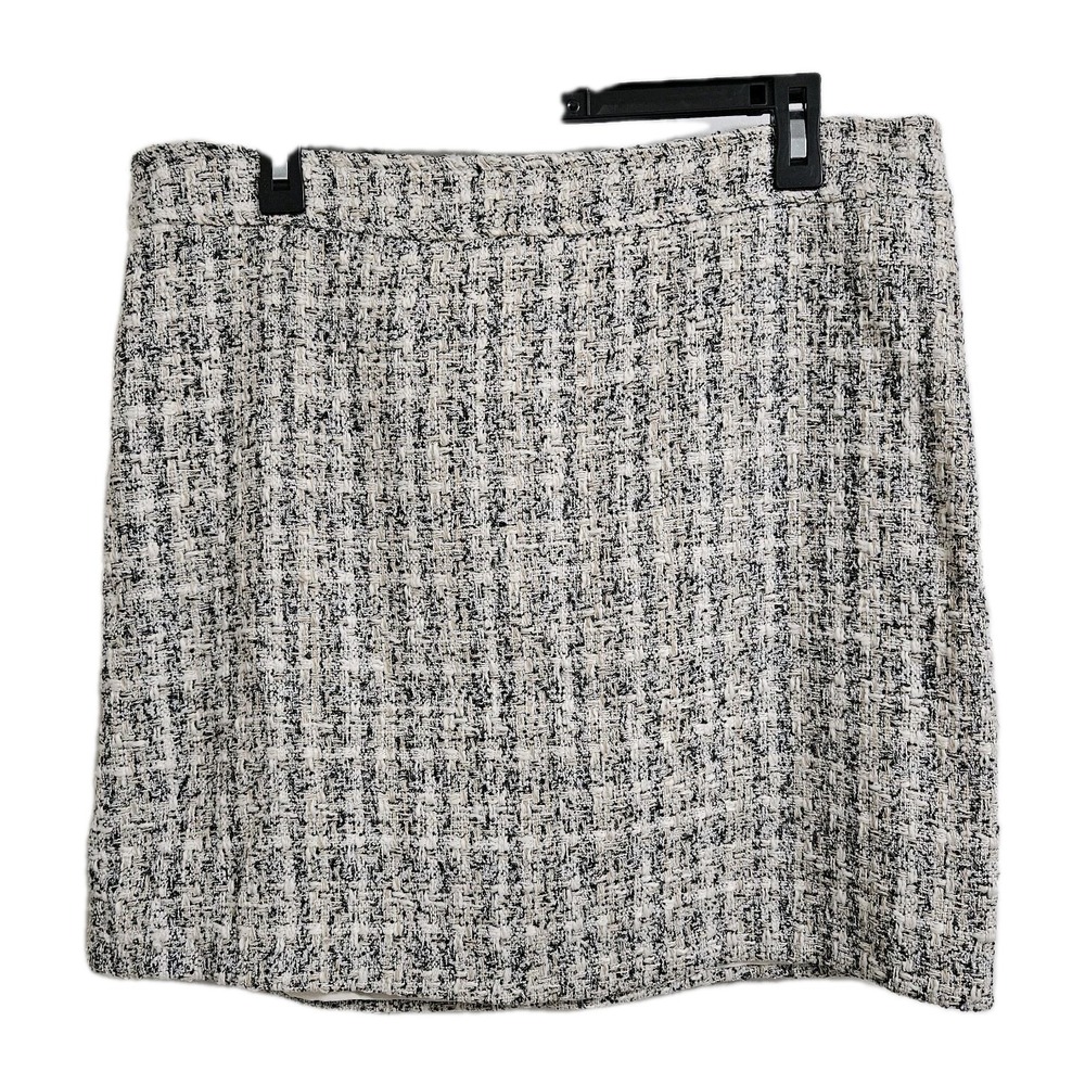 Rachel Zoe Skirt Women 12 Black White Tweed Mini Lined Back Zip Professional